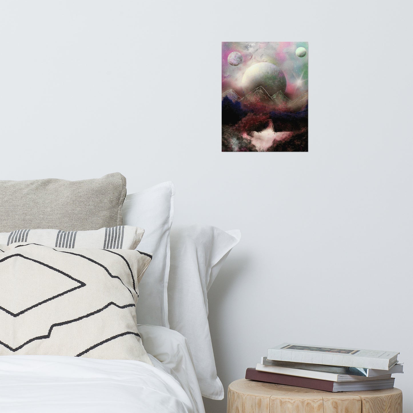 Red Moonlit Oasis Poster