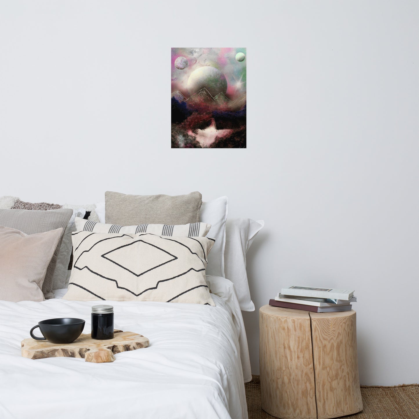 Red Moonlit Oasis Poster