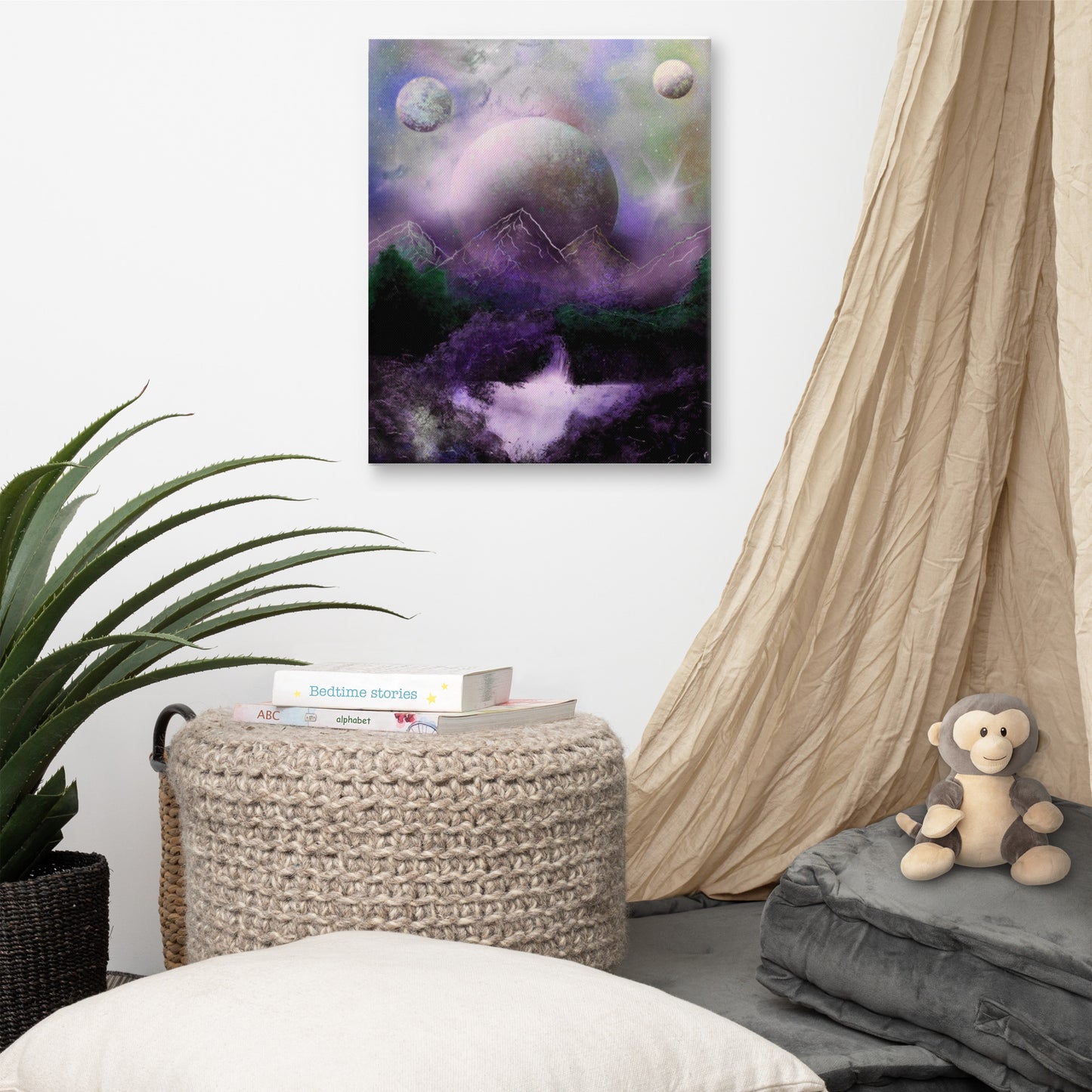 Purple Moonlit Oasis Canvas