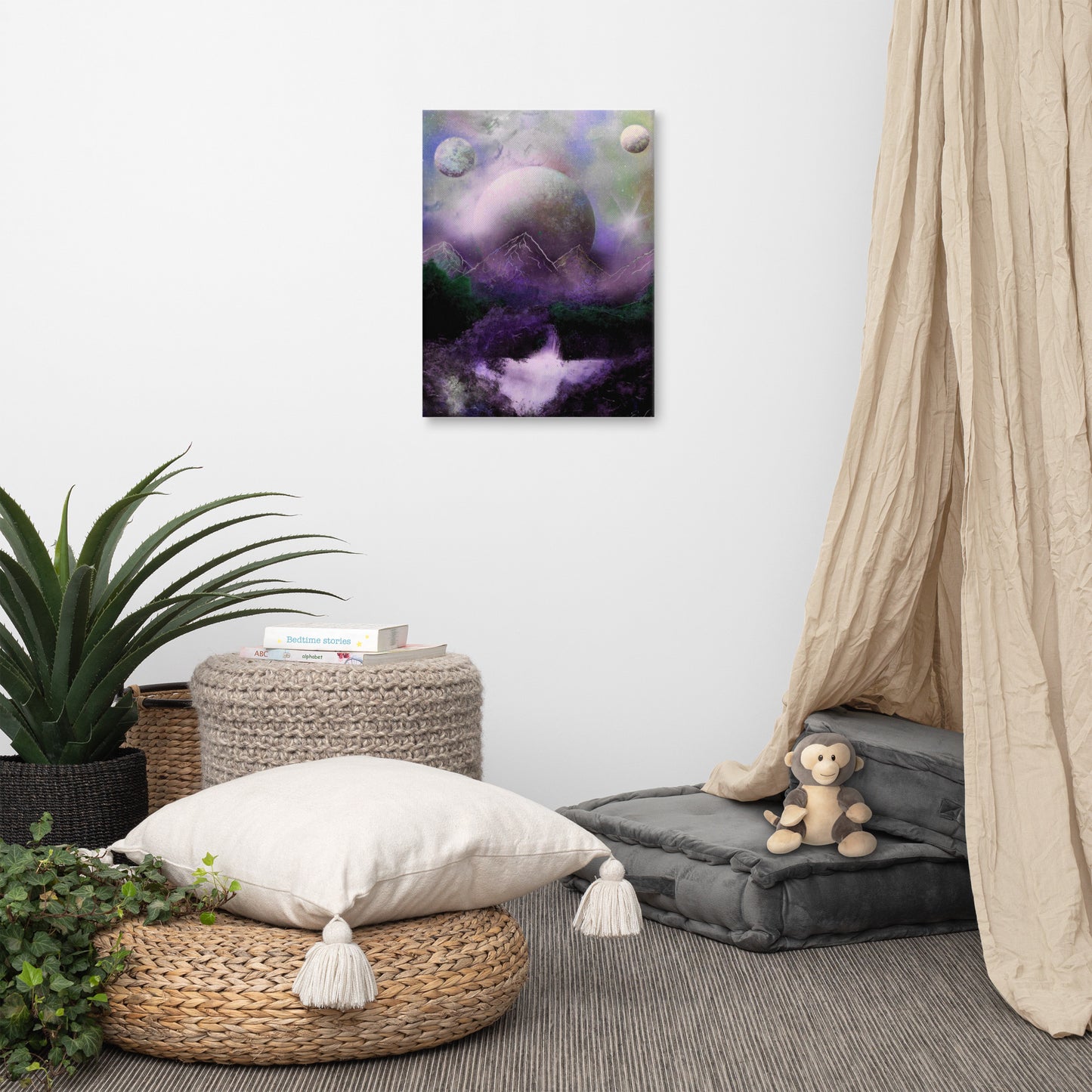 Purple Moonlit Oasis Canvas